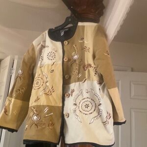 Embroidered jacket brown and beige